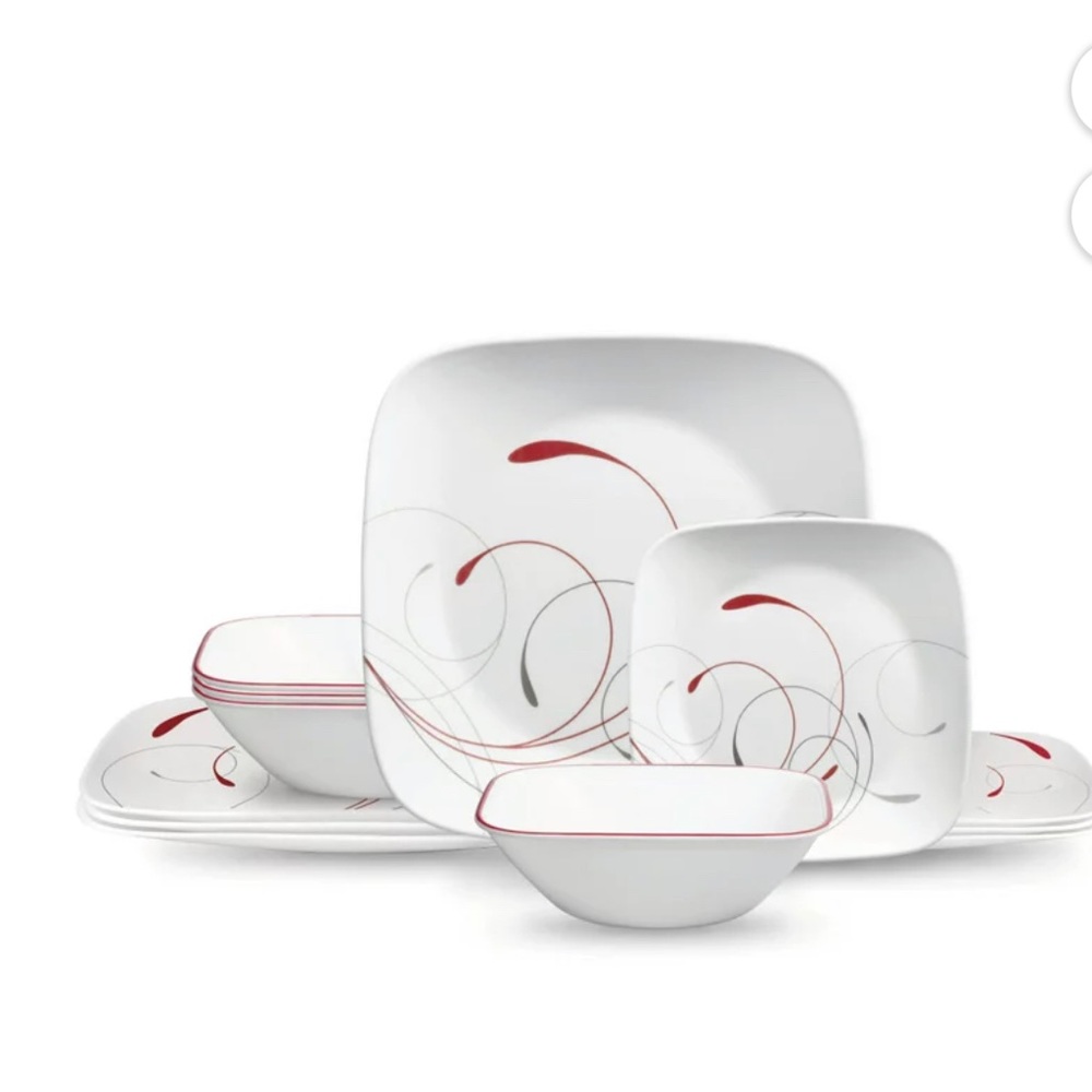 Corelle Splendor,Square, 12 Piece..  10.5" plates, 6.5" dessert 22 oz bowls